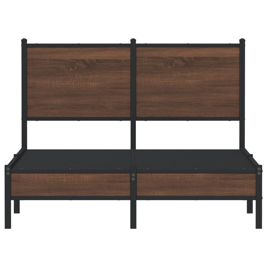 Bedframe met hoofdbord metaal bruin eikenkleurig 120x190 cm