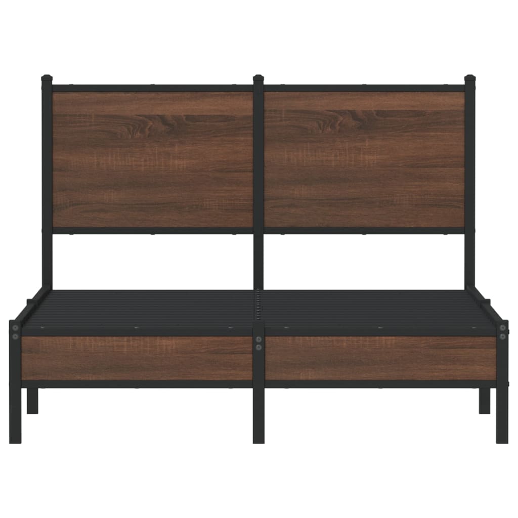 Bedframe met hoofdbord metaal bruin eikenkleurig 120x200 cm