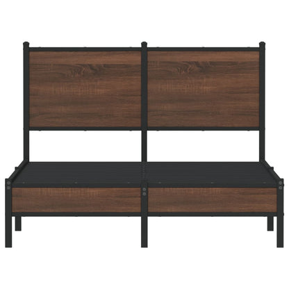 Bedframe met hoofdbord metaal bruin eikenkleurig 120x200 cm