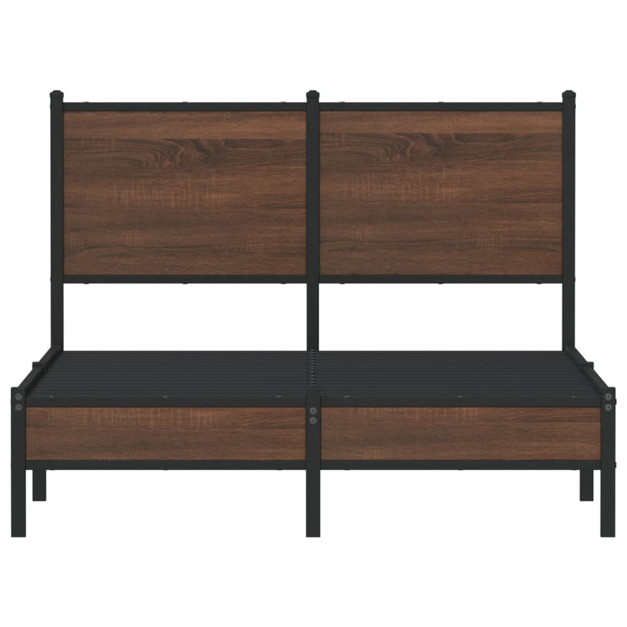 Bedframe met hoofdbord metaal bruin eikenkleurig 120x200 cm