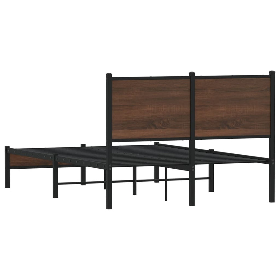 Bedframe met hoofdbord metaal bruin eikenkleurig 120x200 cm
