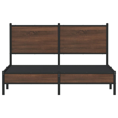 Bedframe met hoofdbord metaal bruin eikenkleurig 150x200 cm