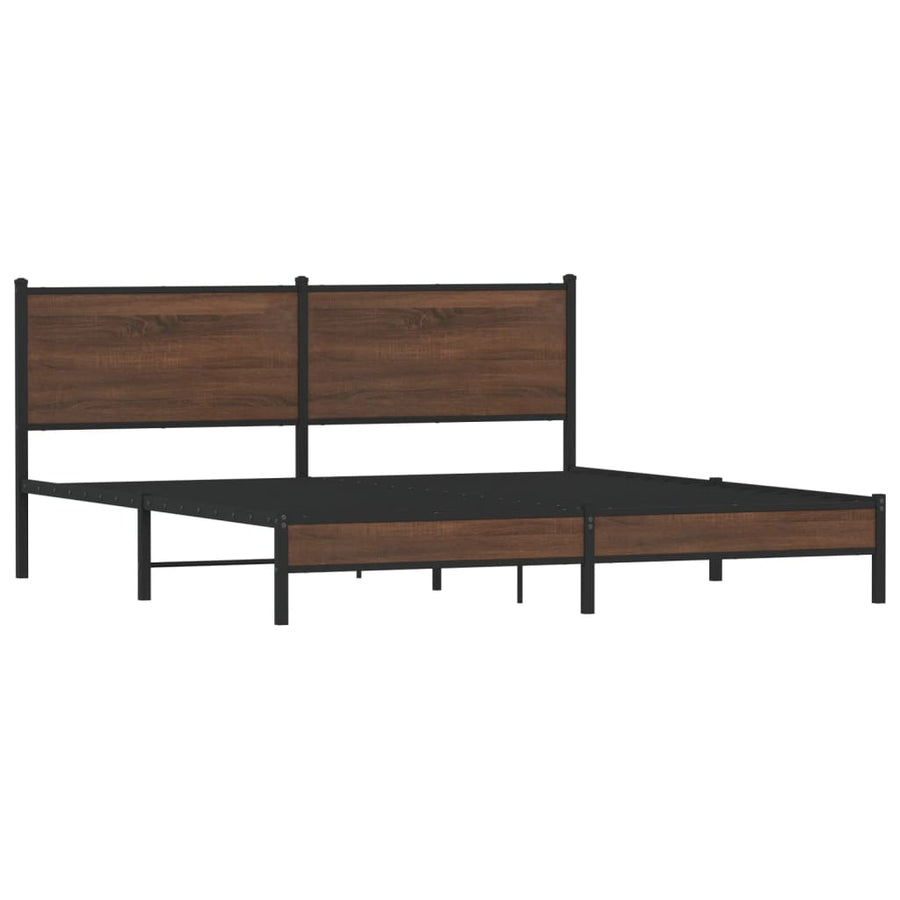 Bedframe met hoofdbord metaal bruin eikenkleurig 160x200 cm