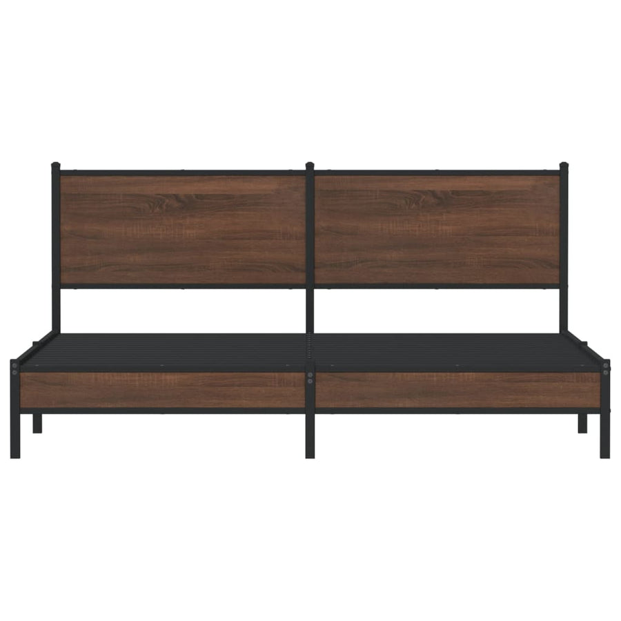 Bedframe met hoofdbord metaal bruin eikenkleurig 160x200 cm