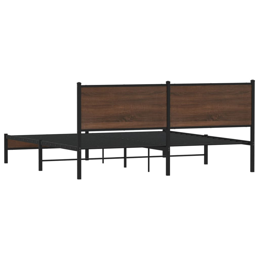 Bedframe met hoofdbord metaal bruin eikenkleurig 160x200 cm