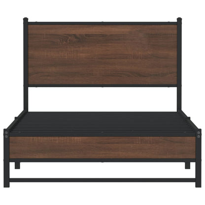 Bedframe met hoofdbord metaal bruin eikenkleurig 100x200 cm