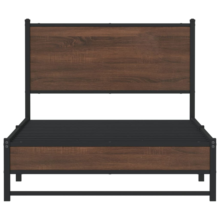 Bedframe met hoofdbord metaal bruin eikenkleurig 100x200 cm