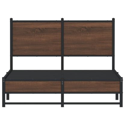 Bedframe met hoofdbord metaal bruin eikenkleurig 120x190 cm