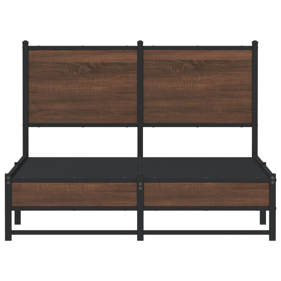 Bedframe met hoofdbord metaal bruin eikenkleurig 120x190 cm