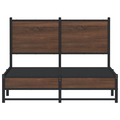 Bedframe met hoofdbord metaal bruin eikenkleurig 120x200 cm