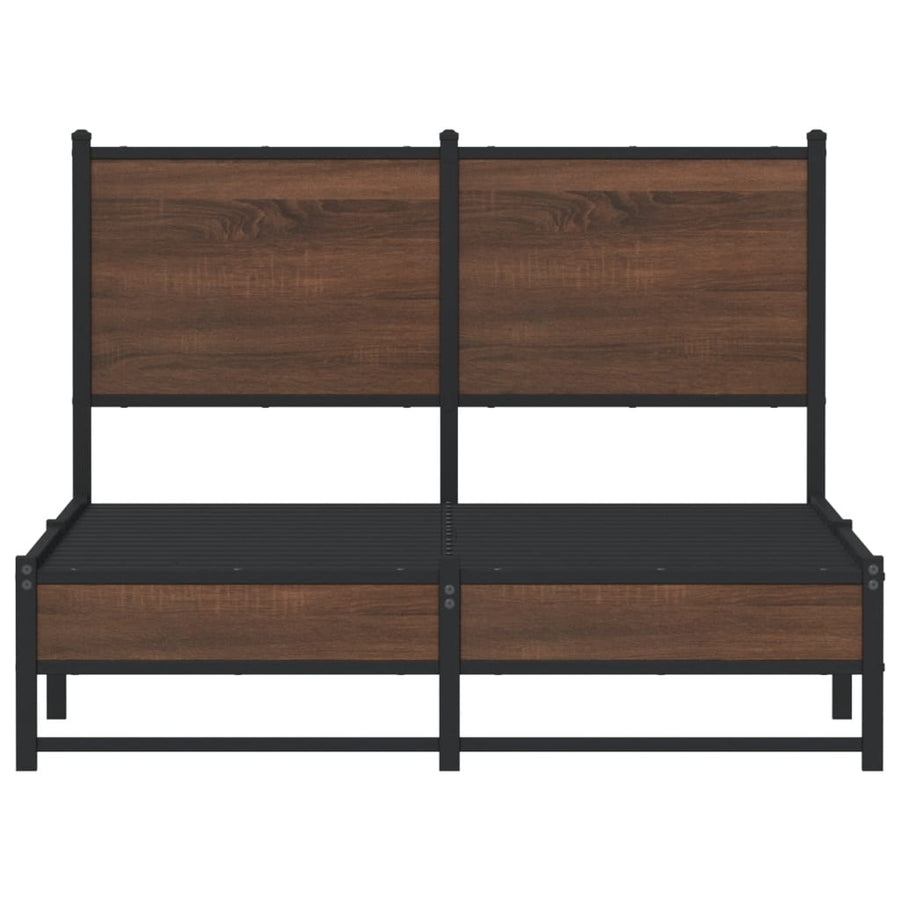 Bedframe met hoofdbord metaal bruin eikenkleurig 120x200 cm