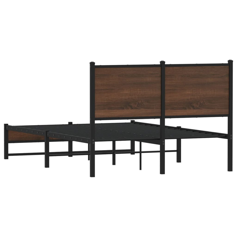 Bedframe met hoofdbord metaal bruin eikenkleurig 120x200 cm