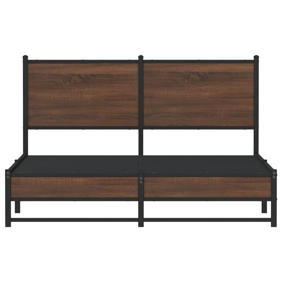 Bedframe met hoofdbord metaal bruin eikenkleurig 140x190 cm
