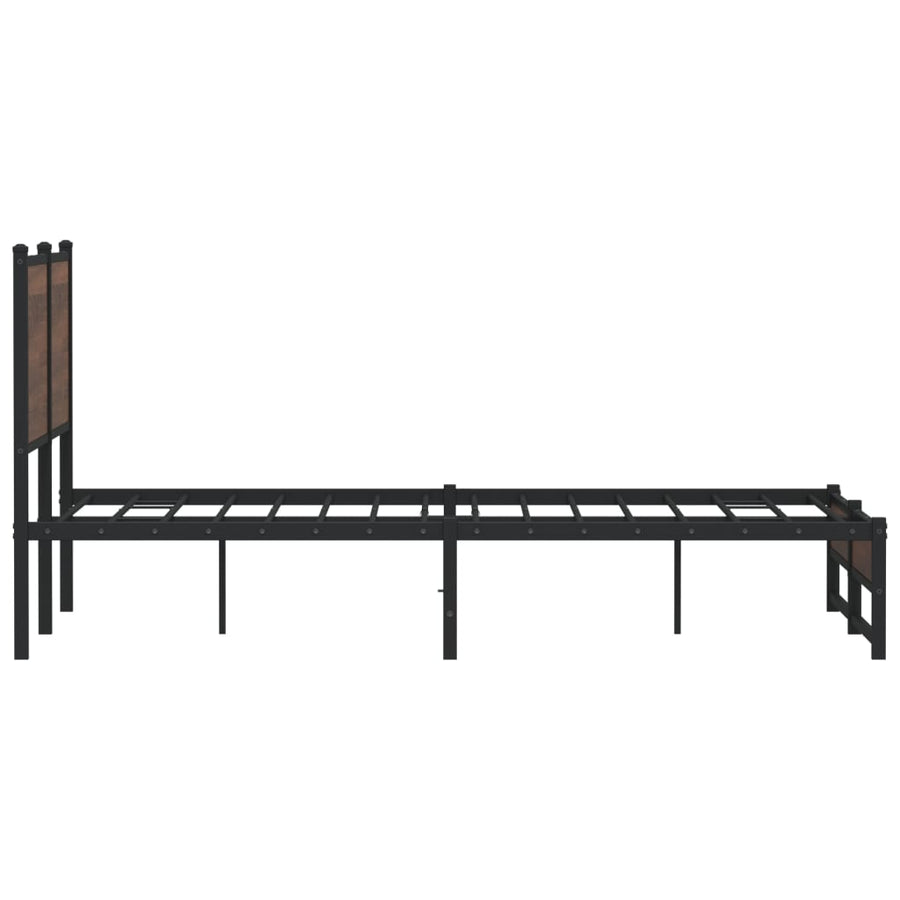 Bedframe met hoofdbord metaal bruin eikenkleurig 140x200 cm