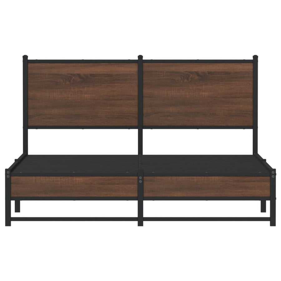 Bedframe met hoofdbord metaal bruin eikenkleurig 150x200 cm