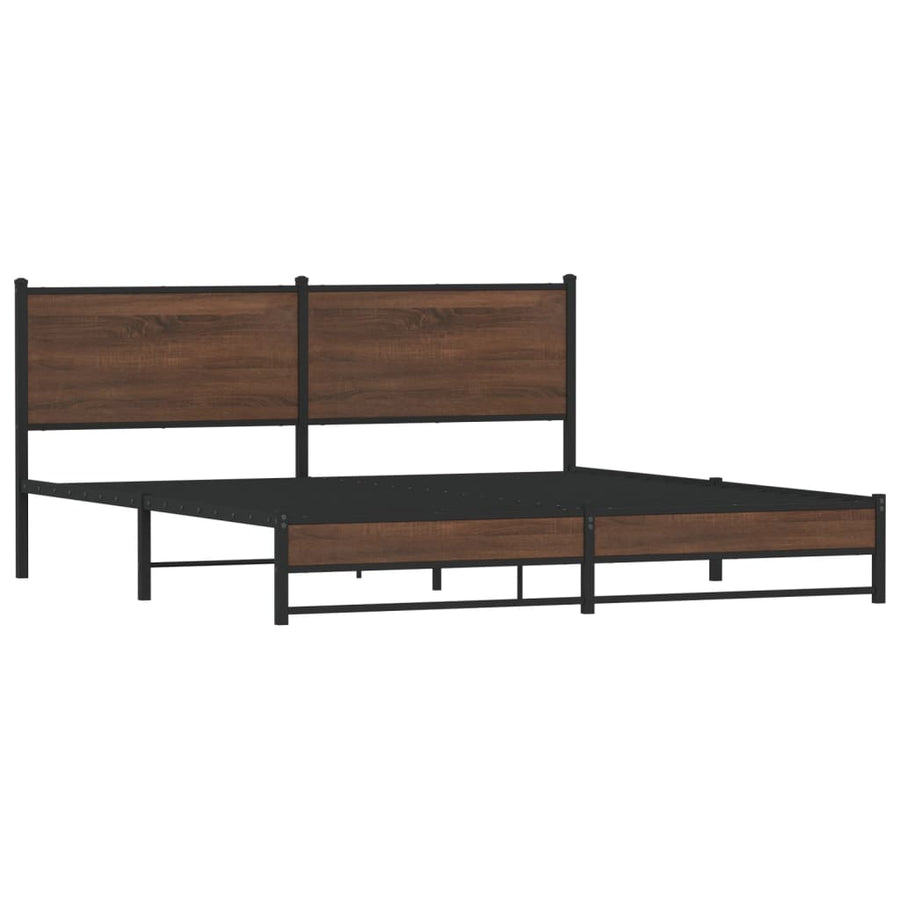 Bedframe met hoofdbord metaal bruin eikenkleurig 160x200 cm