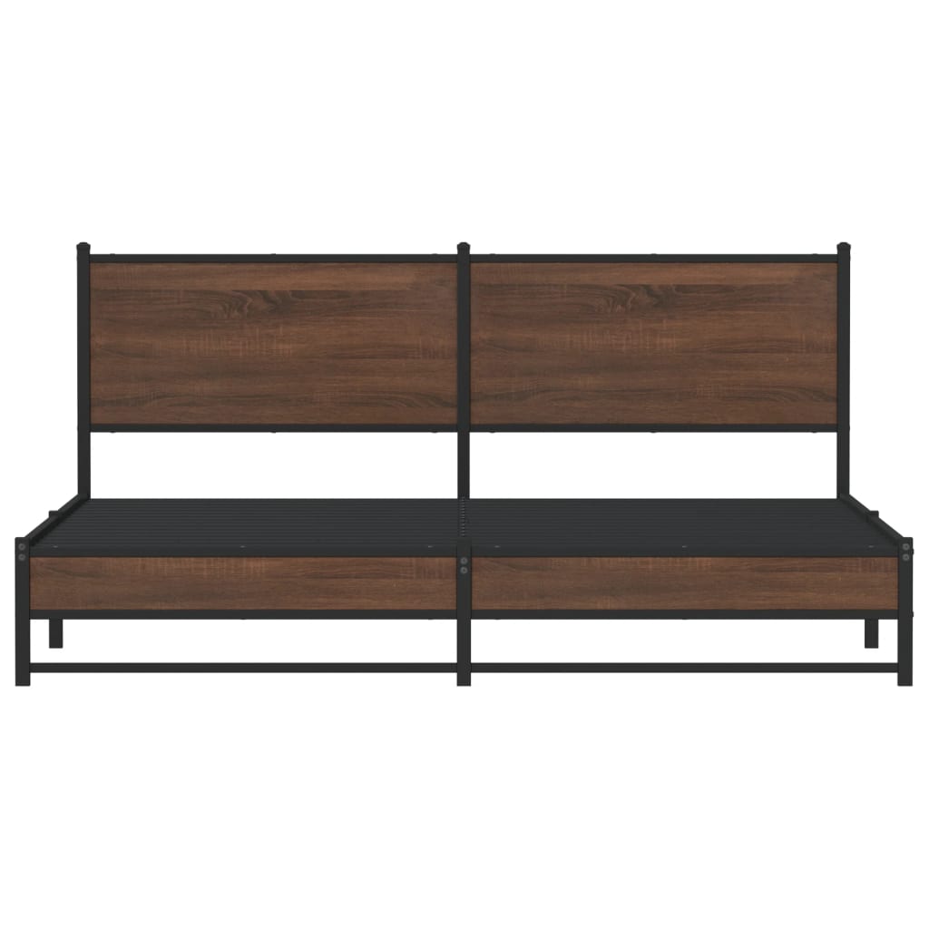 Bedframe met hoofdbord metaal bruin eikenkleurig 160x200 cm