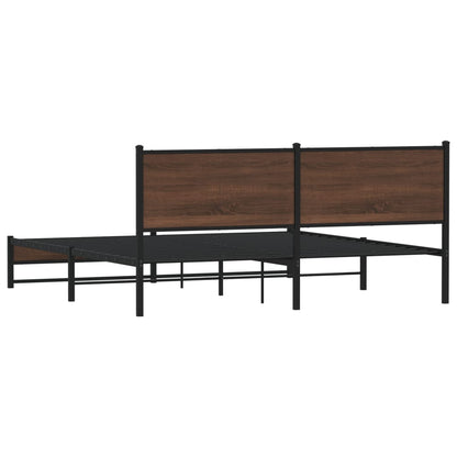 Bedframe met hoofdbord metaal bruin eikenkleurig 160x200 cm