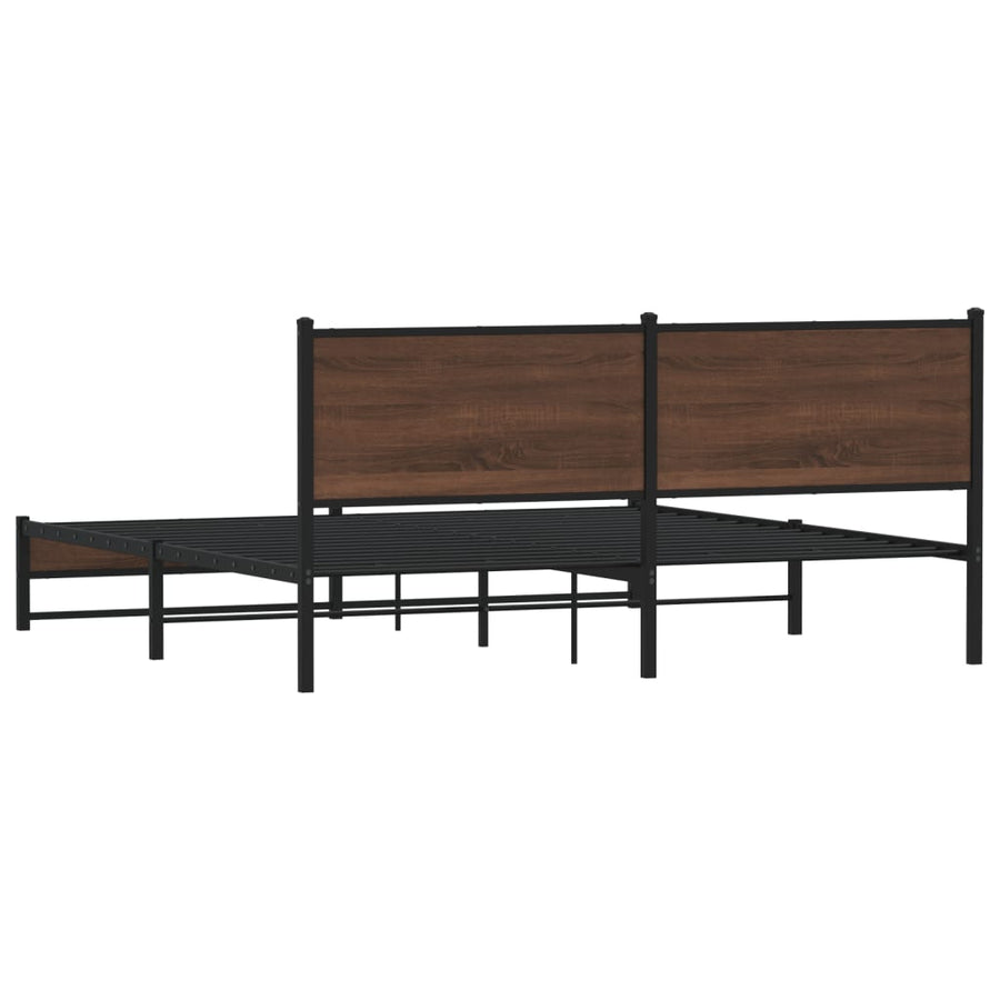 Bedframe met hoofdbord metaal bruin eikenkleurig 160x200 cm
