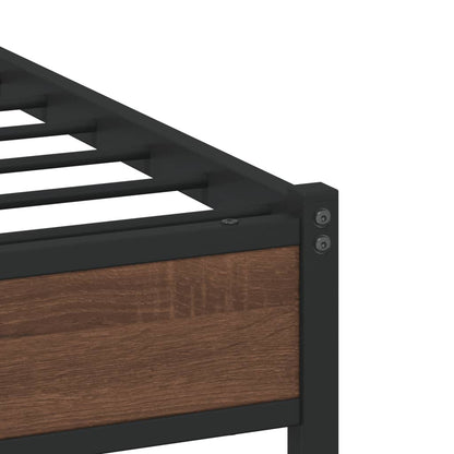 Bedframe met hoofdbord metaal bruin eikenkleurig 160x200 cm