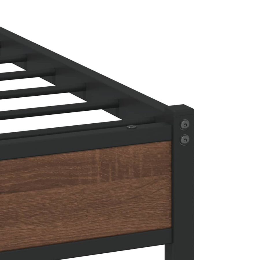Bedframe met hoofdbord metaal bruin eikenkleurig 160x200 cm