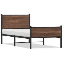 Bedframe hoofd- en voeteneinde metaal bruin eiken 90x200 cm