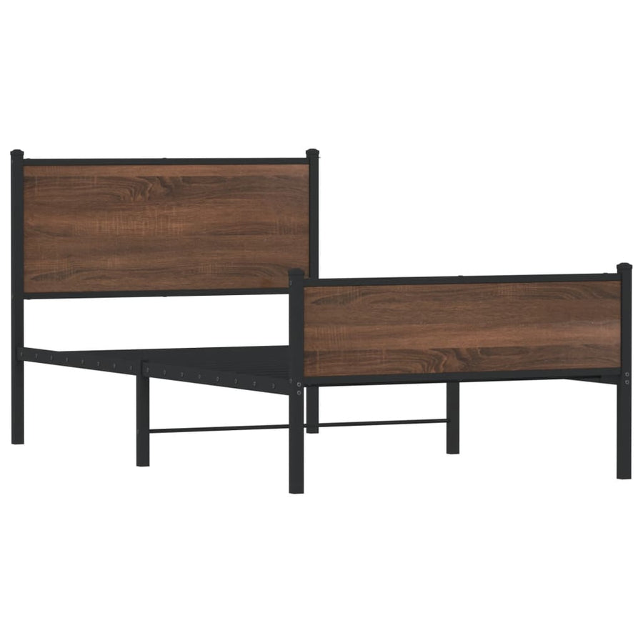 Bedframe hoofd- en voeteneinde metaal bruin eiken 100x190 cm