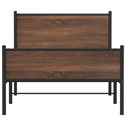 Bedframe hoofd- en voeteneinde metaal bruin eiken 100x190 cm