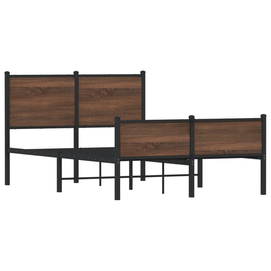 Bedframe hoofd- en voeteneinde metaal bruin eiken 120x190 cm