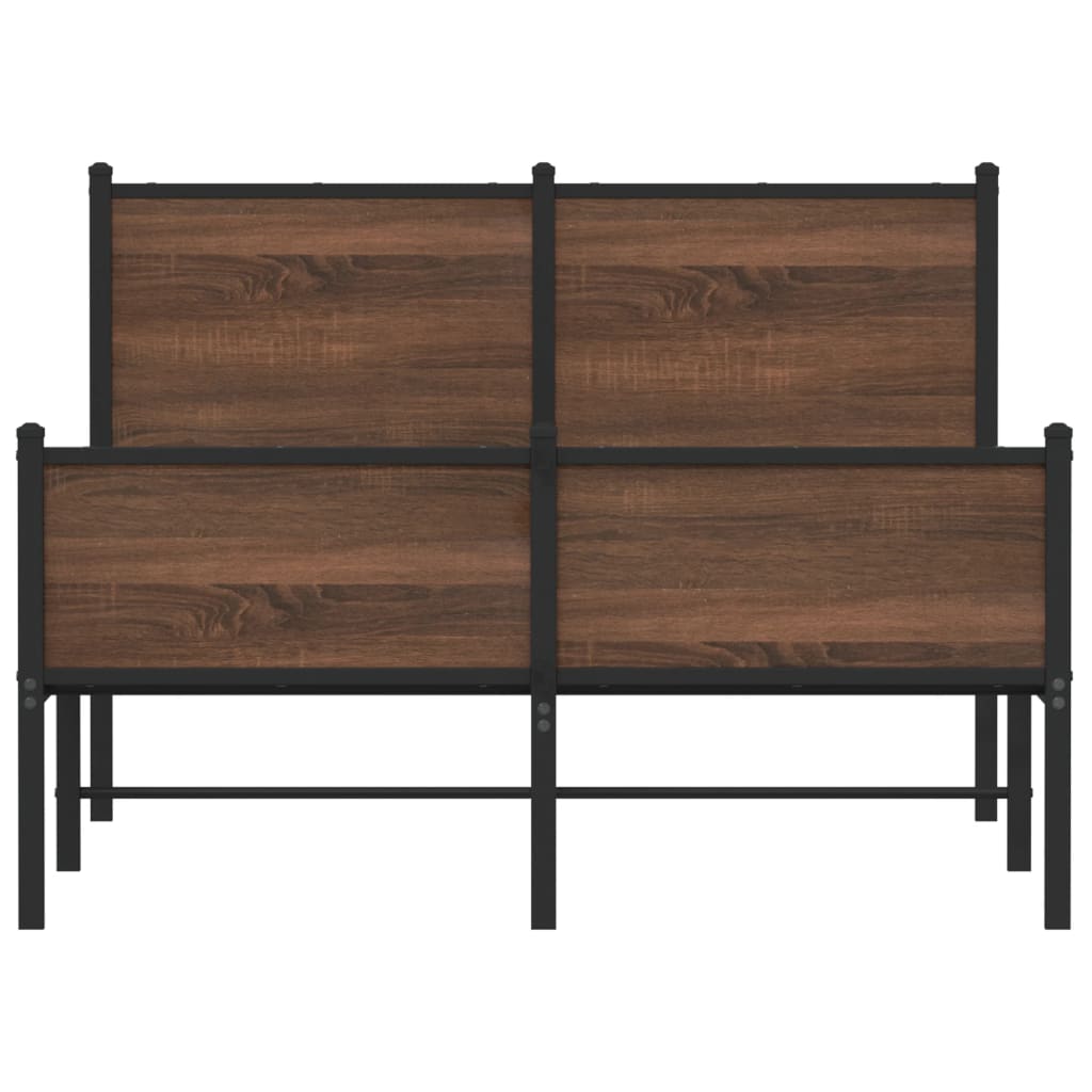 Bedframe hoofd- en voeteneinde metaal bruin eiken 120x190 cm