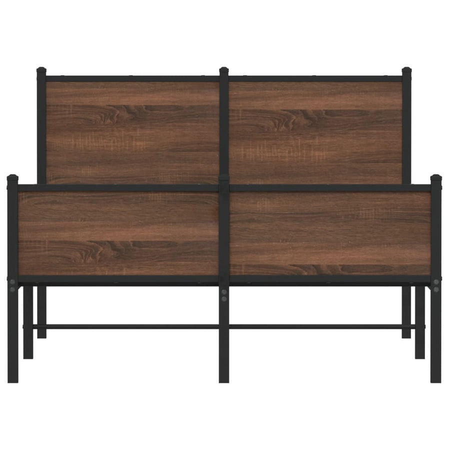 Bedframe hoofd- en voeteneinde metaal bruin eiken 120x190 cm