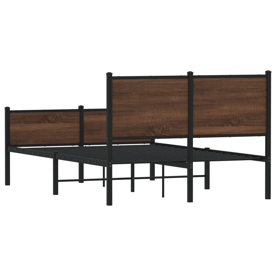 Bedframe hoofd- en voeteneinde metaal bruin eiken 120x190 cm