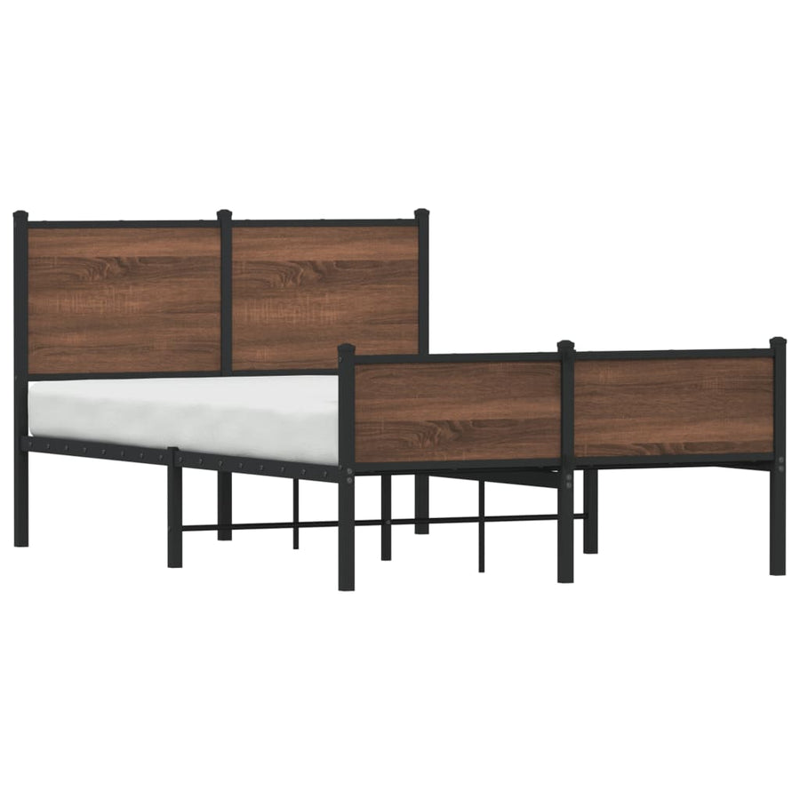 Bedframe hoofd- en voeteneinde metaal bruin eiken 120x200 cm
