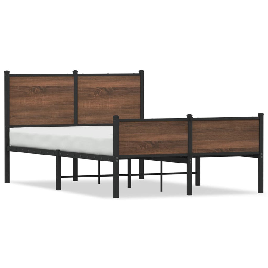Bedframe hoofd- en voeteneinde metaal bruin eiken 120x200 cm