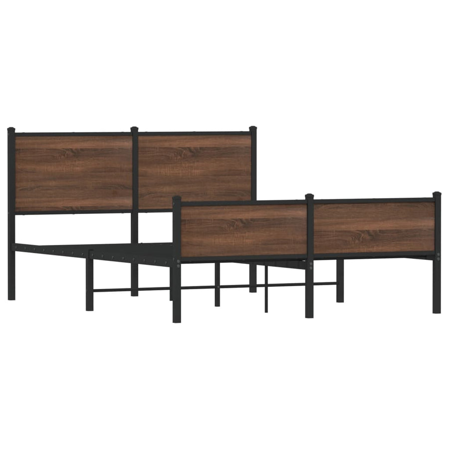 Bedframe hoofd- en voeteneinde metaal bruin eiken 140x190 cm