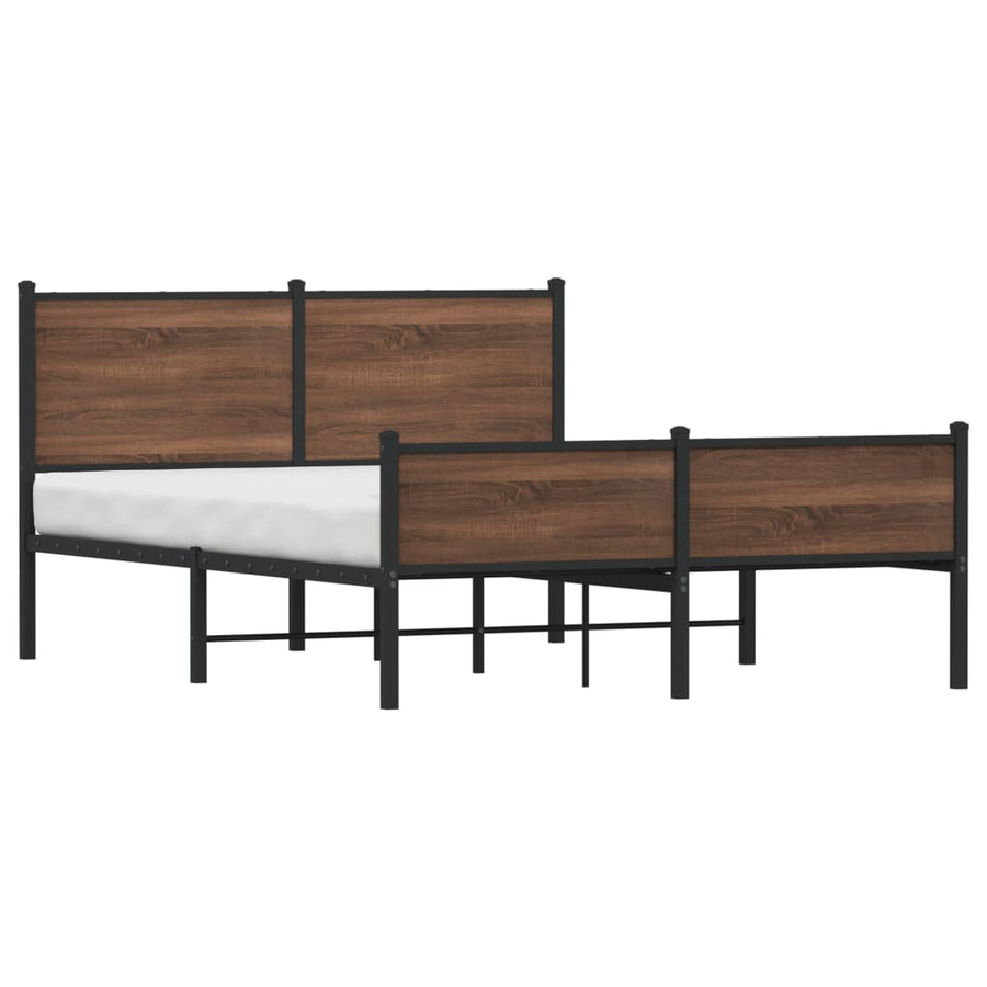 Bedframe hoofd- en voeteneinde metaal bruin eiken 140x190 cm