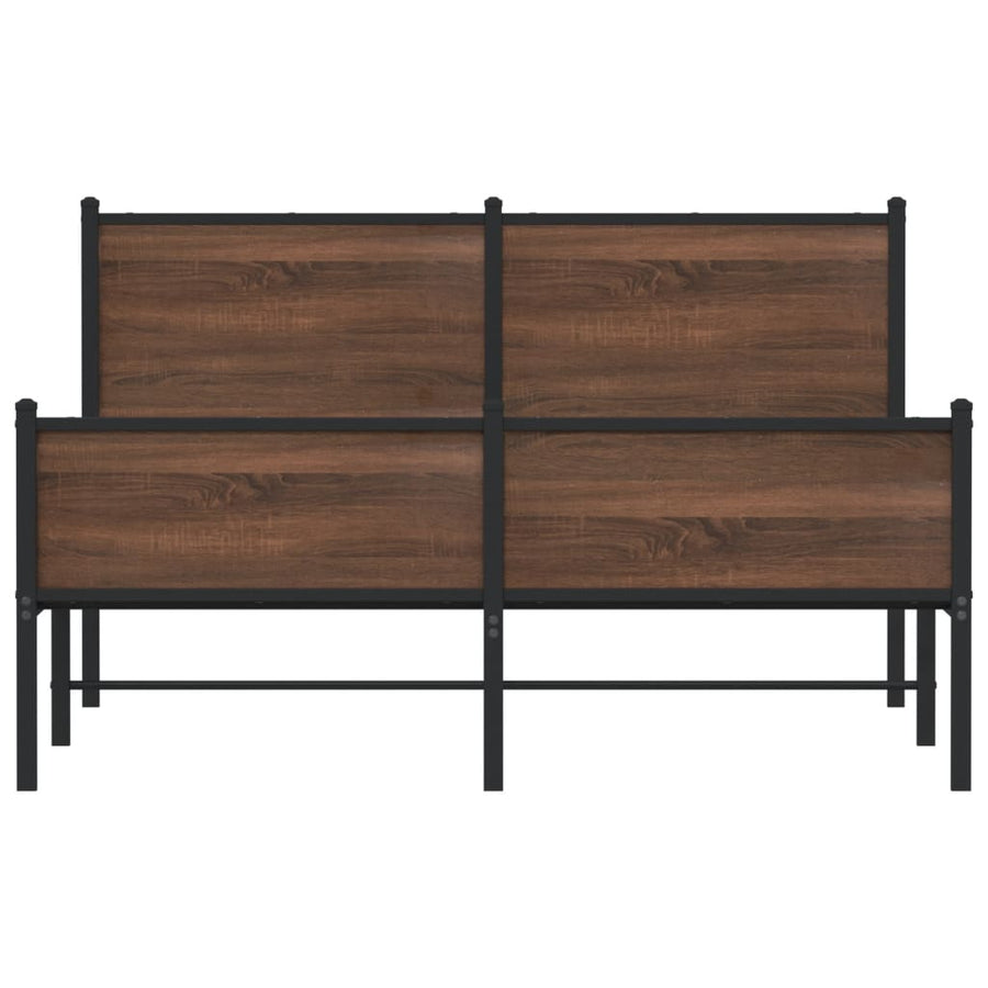 Bedframe hoofd- en voeteneinde metaal bruin eiken 140x190 cm