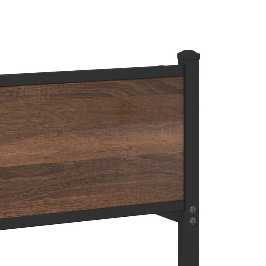 Bedframe hoofd- en voeteneinde metaal bruin eiken 140x190 cm