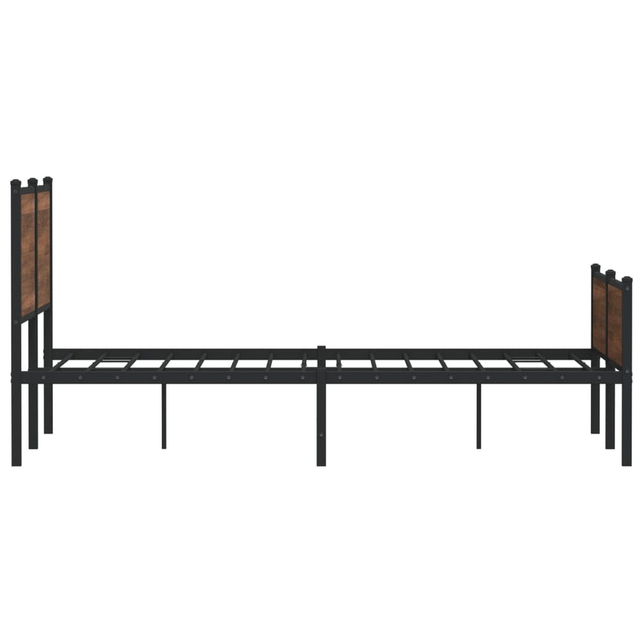 Bedframe hoofd- en voeteneinde metaal bruin eiken 140x200 cm