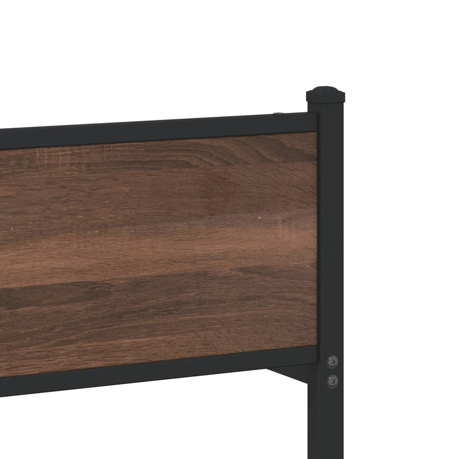 Bedframe hoofd- en voeteneinde metaal bruin eiken 140x200 cm