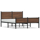 Bed frame without mattress metal brown oak-coloured 140x200 cm