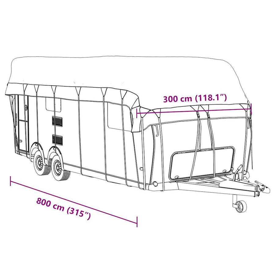 Caravan dakbedekking 800x300 cm vliesvlies grijs