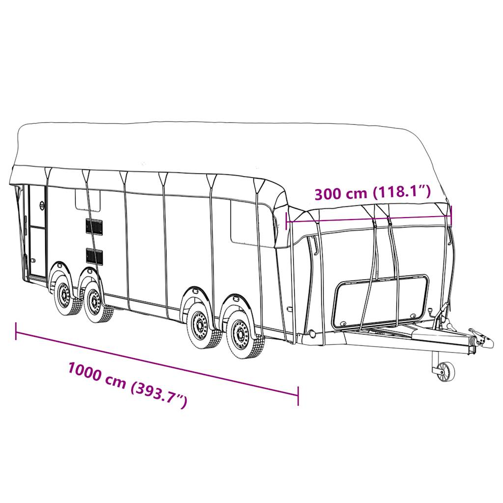 Caravan dakbedekking 1000x300 cm vliesvlies grijs