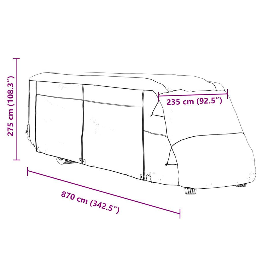 Camperhoezen 870x235x275 cm vliesvlies grijs