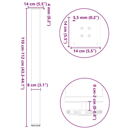 Salontafelpoten 4 st 110-112 cm staal antraciet