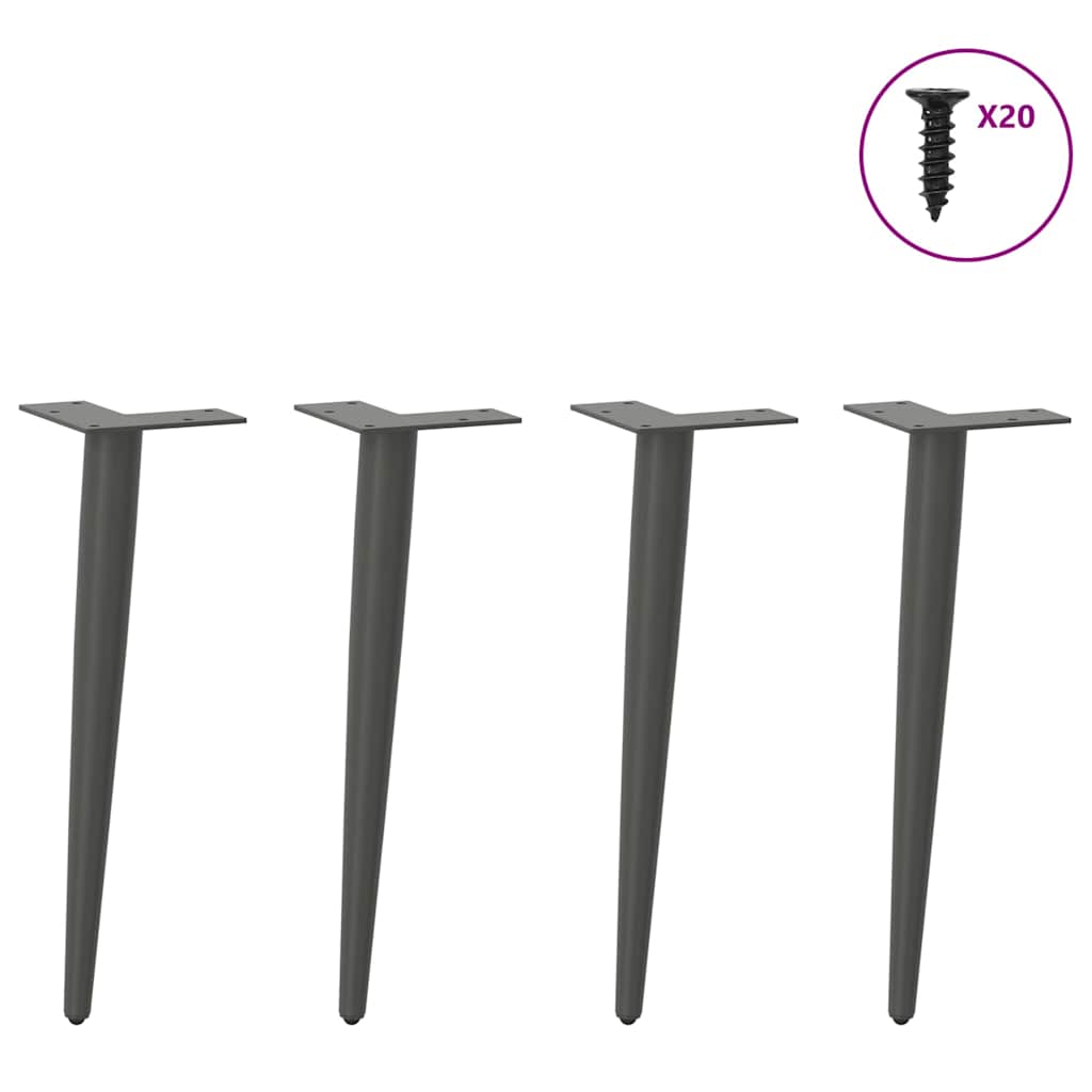 Salontafelpoten conische vorm 4 st 30-31 cm staal antraciet