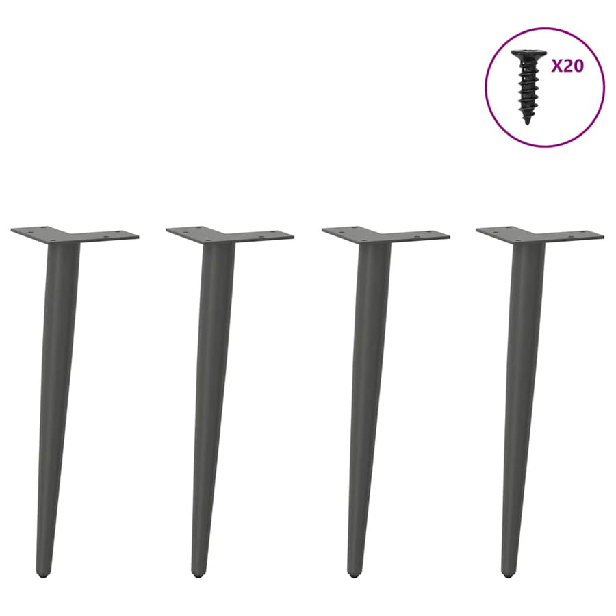 Salontafelpoten conische vorm 4 st 30-31 cm staal antraciet