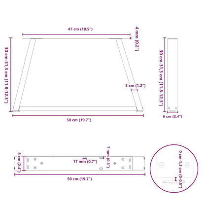 Eettafelpoten 2 st V-vormig 50x(30-31,3) cm staal antraciet