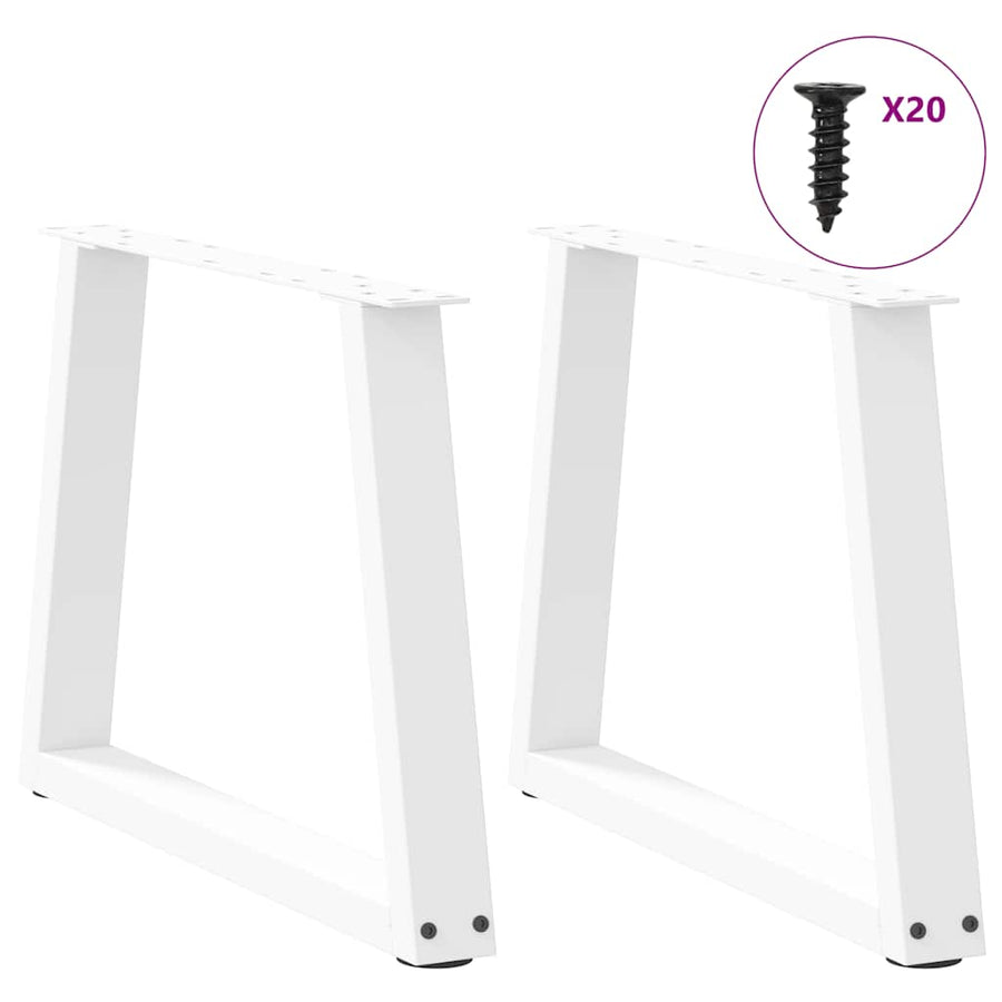 Eettafelpoten 2 st V-vormig 50x(42-43,3) cm staal wit