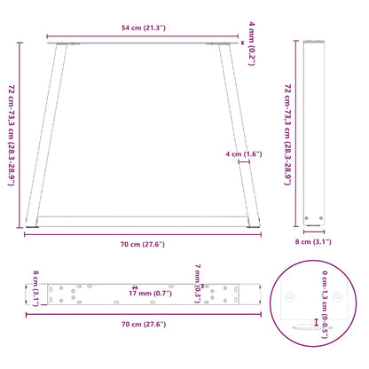 Eettafelpoten V-Vormig 70X(72-73,3) Cm Staal Wit 70 x (72-73.3) cm